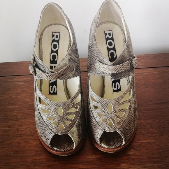 ROCHAS Snakeskin  platform beige shoes - Picture 1 of 5